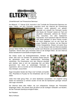 Bericht - Kinderflohmarkt 17. Februar 2016 - Primarschule
