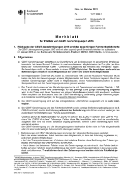 Merkblatt für Inhaber von CEMT-Genehmigungen - BAG