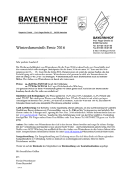 Informationen zum Winterdurumanbau Ernte 2016.