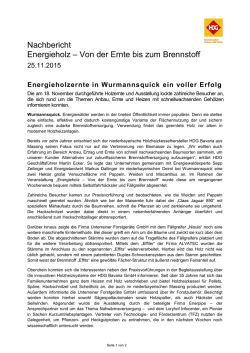 Nachbericht Energieholz – Von der Ernte bis zum Brennstoff