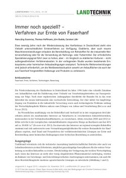 Immer noch speziell? &ndash; Verfahren zur Ernte von