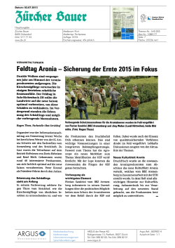 Feldtag Aronia Sicherung der Ernte 2015 im Fokus