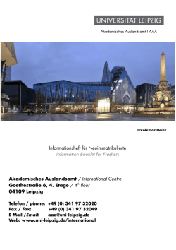 Informationsheft f&uuml;r Studienanf&auml;nger