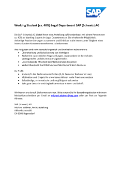 Working Student (ca. 40%) Legal Department SAP (Schweiz) AG