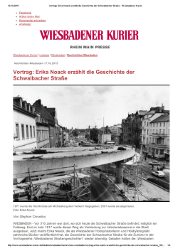 Erika Noack erzählt die Geschichte der Schwalbacher Straße