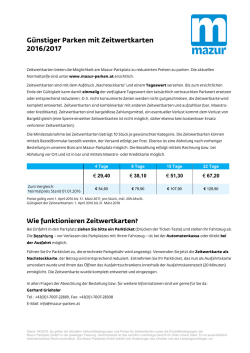 G&uuml;nstiger Parken mit Zeitwertkarten