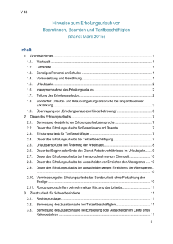Hinweise zum Erholungsurlaub von Beamtinnen, Beamten und
