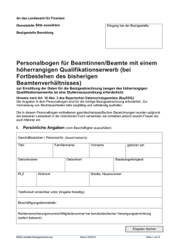 Personalbogen für Beamte mit einem höherrangigen