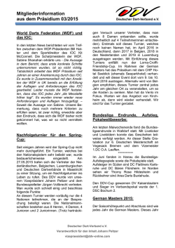 Mitgliederinformation aus dem Präsidium 03/2015