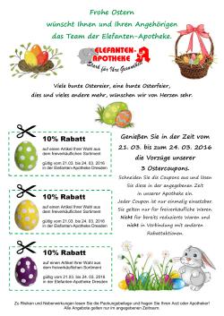 Frohe Ostern wünscht Ihnen und Ihren Angehörigen das Team der