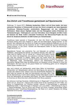 Zoo Zürich und Travelhouse gemeinsam auf