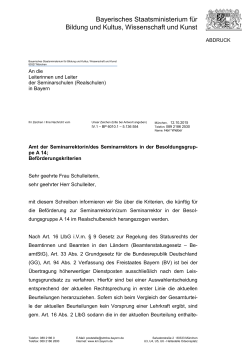 Bef&ouml;rderung zur Seminarrektorin/zum Seminarrektor