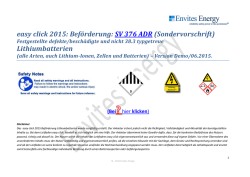 easy click 2015: Bef&ouml;rderung: SV 376 ADR (Sondervorschrift