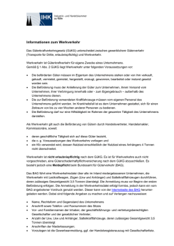 Informationen zum Werkverkehr
