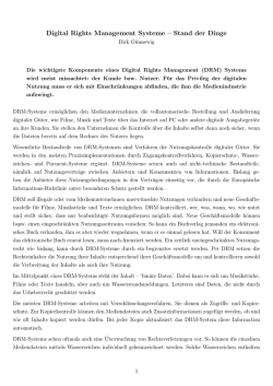 Digital Rights Management Systeme &ndash; Stand der Dinge