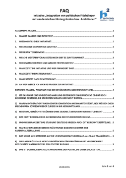 Initiative &bdquo;Integration von politischen Fl&uuml;chtlingen mit akademischen