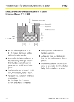 Versetzhinweise für Entwässerungrinnen aus Beton F0401