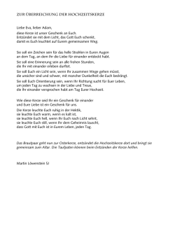 Hochzeitskerze - Zum &Uuml;berreichen der Kerze bei der Hochzeit