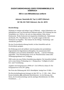 EIGENTUMSWOHNUNG ODER FERIENIMMOBILIE IN D&Ouml;BRIACH