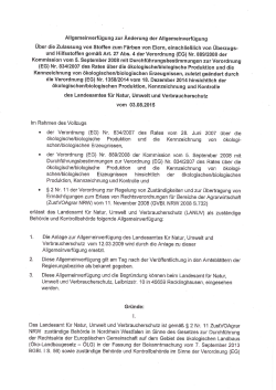 Allgemeinverfügung zur Änderung der Allgemeinverfügung
