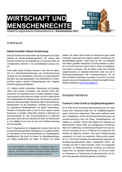 Infoblatt Sommersession 2015 - Konzernverantwortungsinitiative