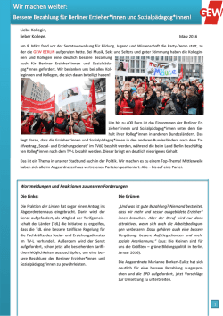Info: Bessere Bezahlung f&uuml;r Berliner Erzieher*innen - GEW