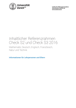Inhaltlicher Referenzrahmen Check S2 und Check S3 2016
