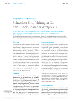 Schweizer Empfehlungen für den Check-up in der Arztpraxis