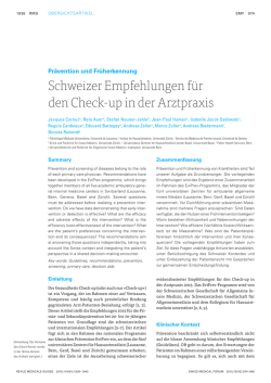 Schweizer Empfehlungen für den Check-up in der Arztpraxis