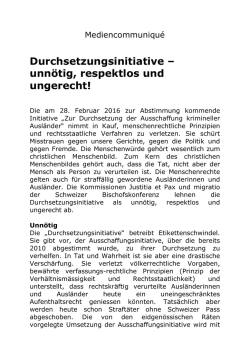 Durchsetzungsinitiative &ndash; unn&ouml;tig, respektlos und ungerecht!