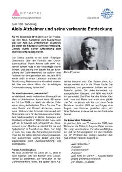 Alois Alzheimer und seine verkannte Entdeckung