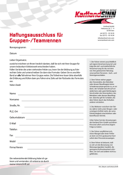 Haftungsausschluss fur Gruppen-/Teamrennen