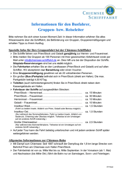 Informationen f&uuml;r Gruppen-, Reiseleiter und Busfahrer Spezielle Info