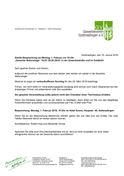 Gottmadingen, den 19. Januar 2016 Zweite Besprechung am