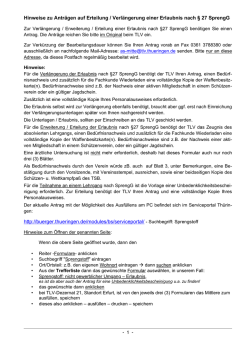 Hinweise zu Antrag nach &sect;27 SprengG