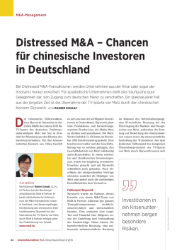 Distressed M&A &ndash; Chancen f&uuml;r chinesische