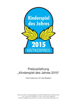 Preisverleihung „Kinderspiel des Jahres 2015“
