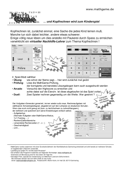 und Kopfrechnen wird zum Kinderspiel Kopfrechnen ist
