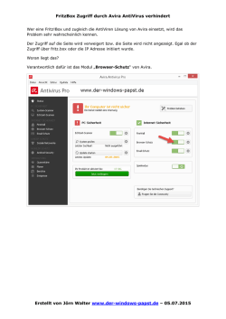 FritzBox Zugriff durch Avira AntiVirus Browserschutz verhindert