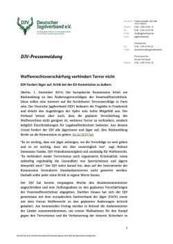 DJV Pressemeldung: Waffenrechtsversch&auml;rfung verhindert Terror nicht