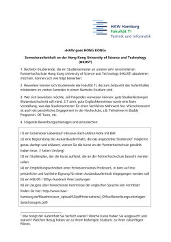 HAW goes HONG KONG&laquo; Semesteraufenthalt an der Hong Kong