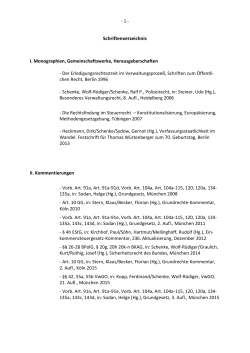 - 1 - Schriftenverzeichnis I. Monographien, Gemeinschaftswerke