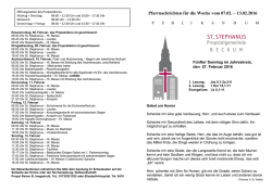 Pfarrnachrichten für die Woche vom 07.02. – 13.02.2016