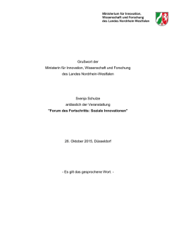 Grußwort der Ministerin vom 26. Oktober 2015