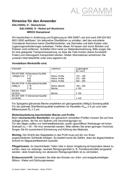 Hinweise f&uuml;r den Anwender GALVANAL