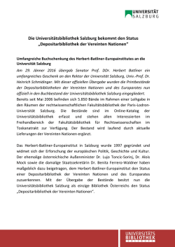 Die Universit&auml;tsbibliothek Salzburg bekommt den Status