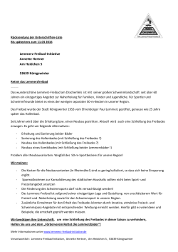 Rücksendeformular für Unterschriftenliste - Lemmerz-Freibad