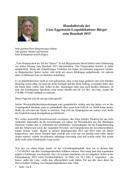 Haushaltsrede der Liste Eggenstein