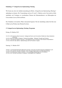 Einladung: 1st Cologne/Leuven Epistemology Meeting Wir freuen