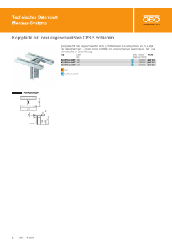 Technisches Datenblatt Montage-Systeme Kopfplatte mit zwei